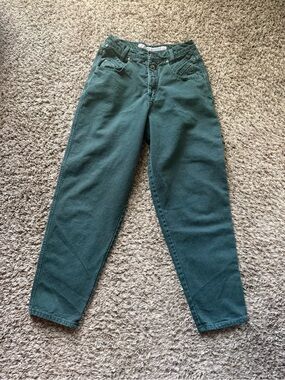 Vintage 80s 90s Zena High Waisted Tapered Mom Jeans Green Size 12 28 Waist⁠